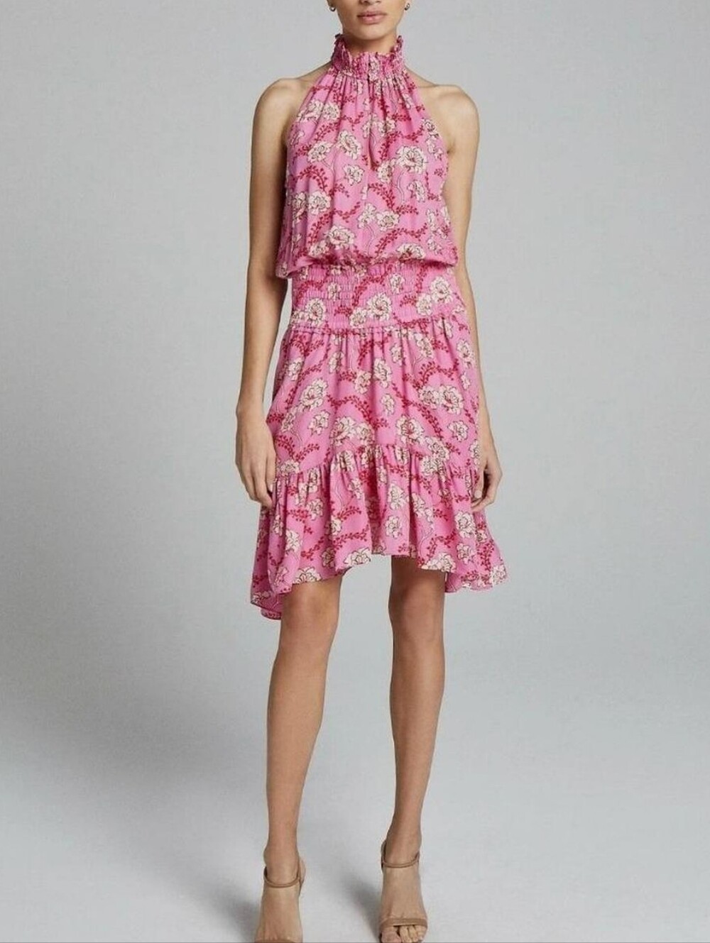 A.L.C Pink Cody Blouson Silk Halter Dress Sz 8